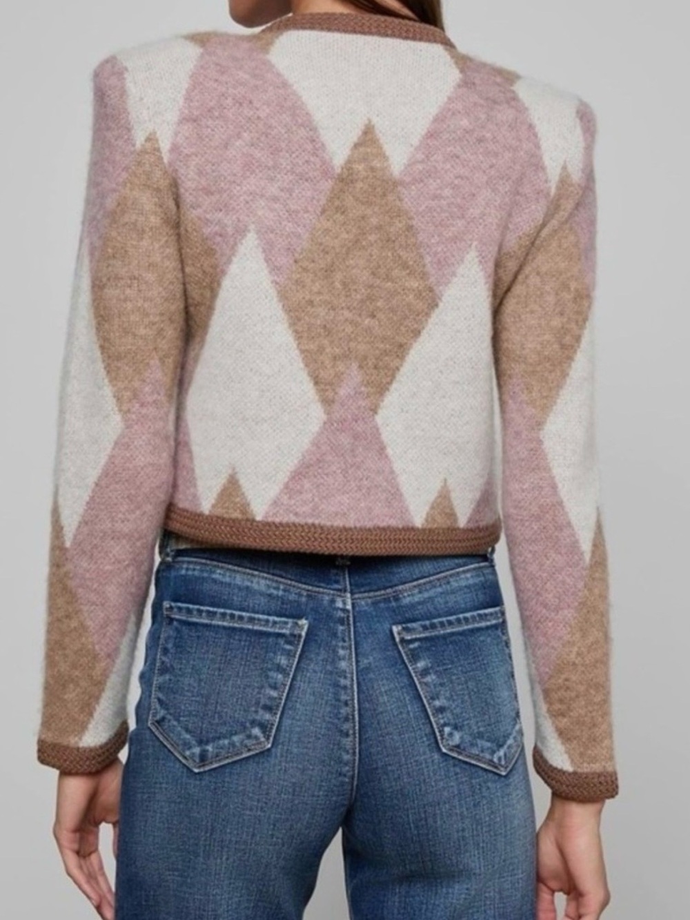 L'AGENCE 
Siobhan Fuzzy Argyle Cardigan - Picture 5 of 16